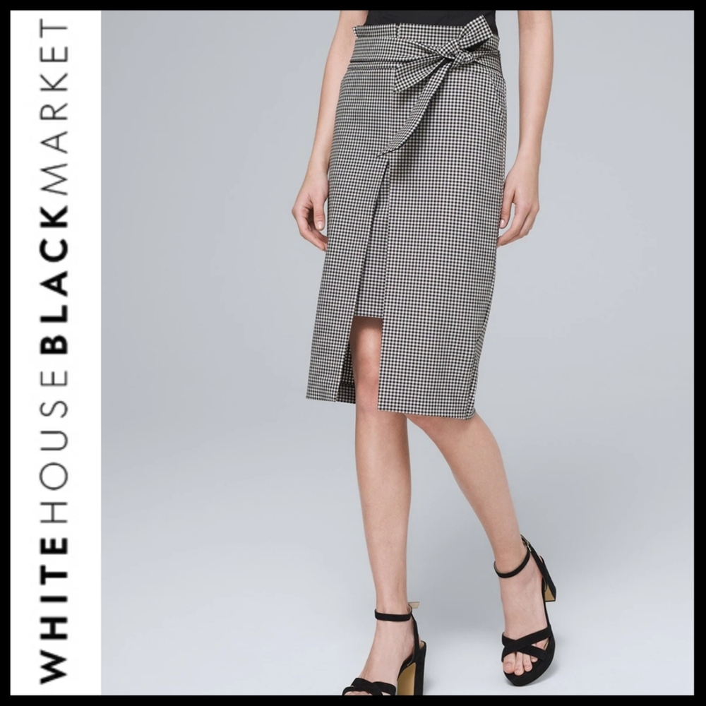 WHBM Gingham Pencil Skirt w/Removable Belt